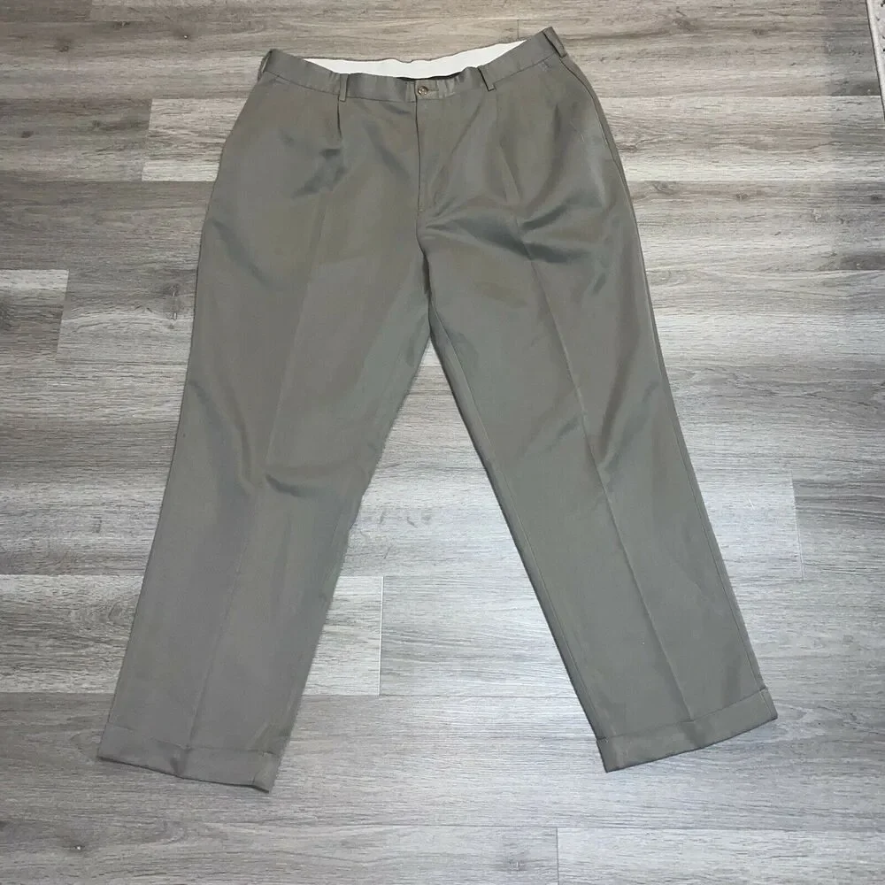 Croft & Barrow Dress Pants Mens 38x29 Dark Tan Straight Leg